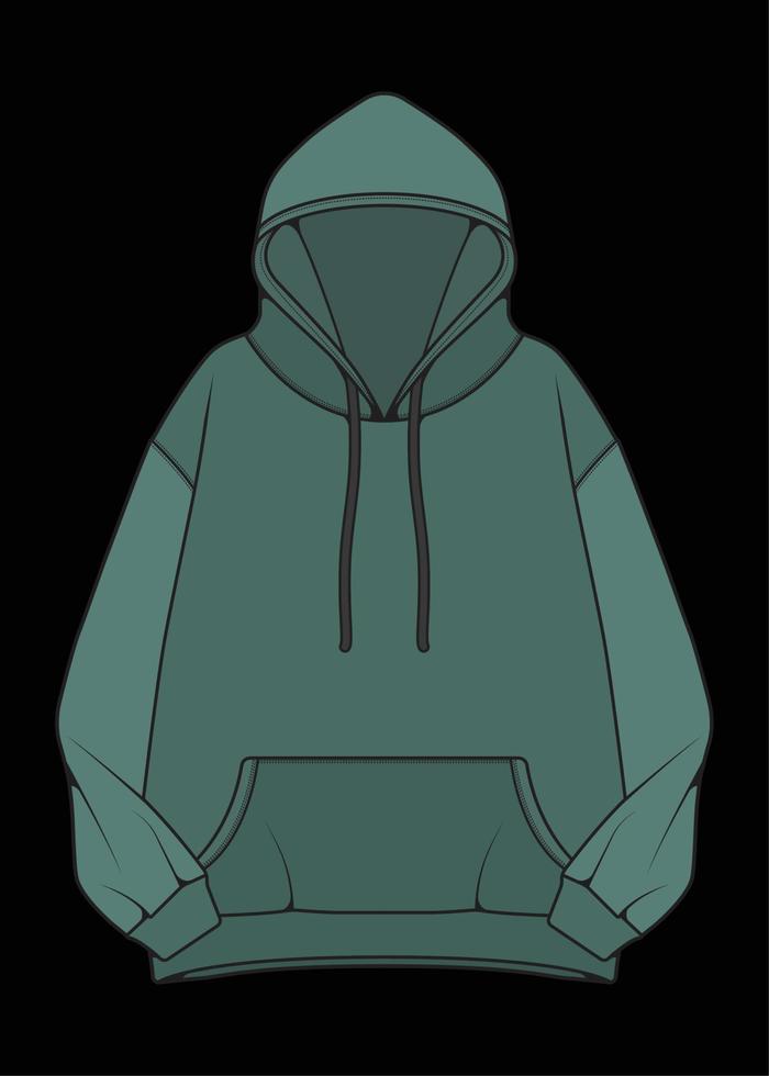 chaqueta con capucha de gran tamaño para colorear vector de dibujo, chaqueta con capucha de gran tamaño, chaqueta con capucha de plantilla de entrenadores, ilustración vectorial.