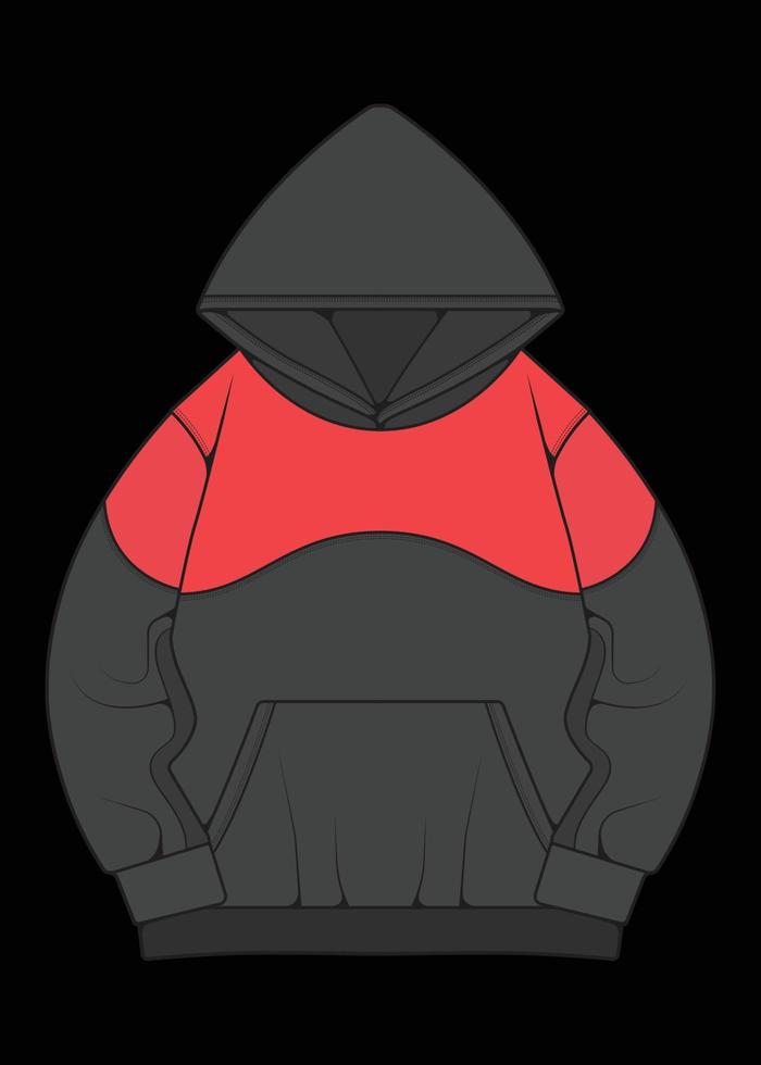 chaqueta con capucha de gran tamaño para colorear vector de dibujo, chaqueta con capucha de gran tamaño, chaqueta con capucha de plantilla de entrenadores, ilustración vectorial.