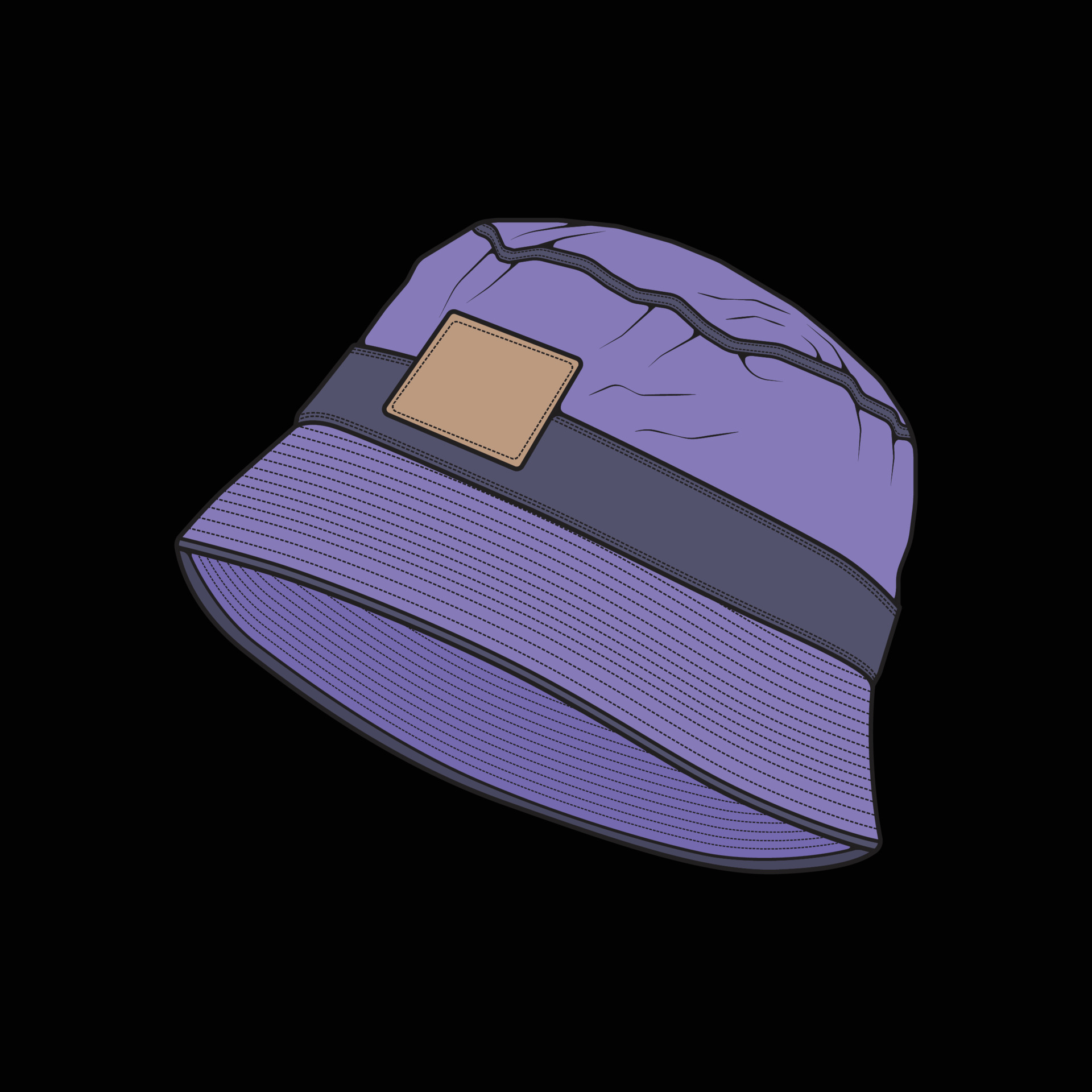bucket hat outline color block vector bucket hat in a full color style