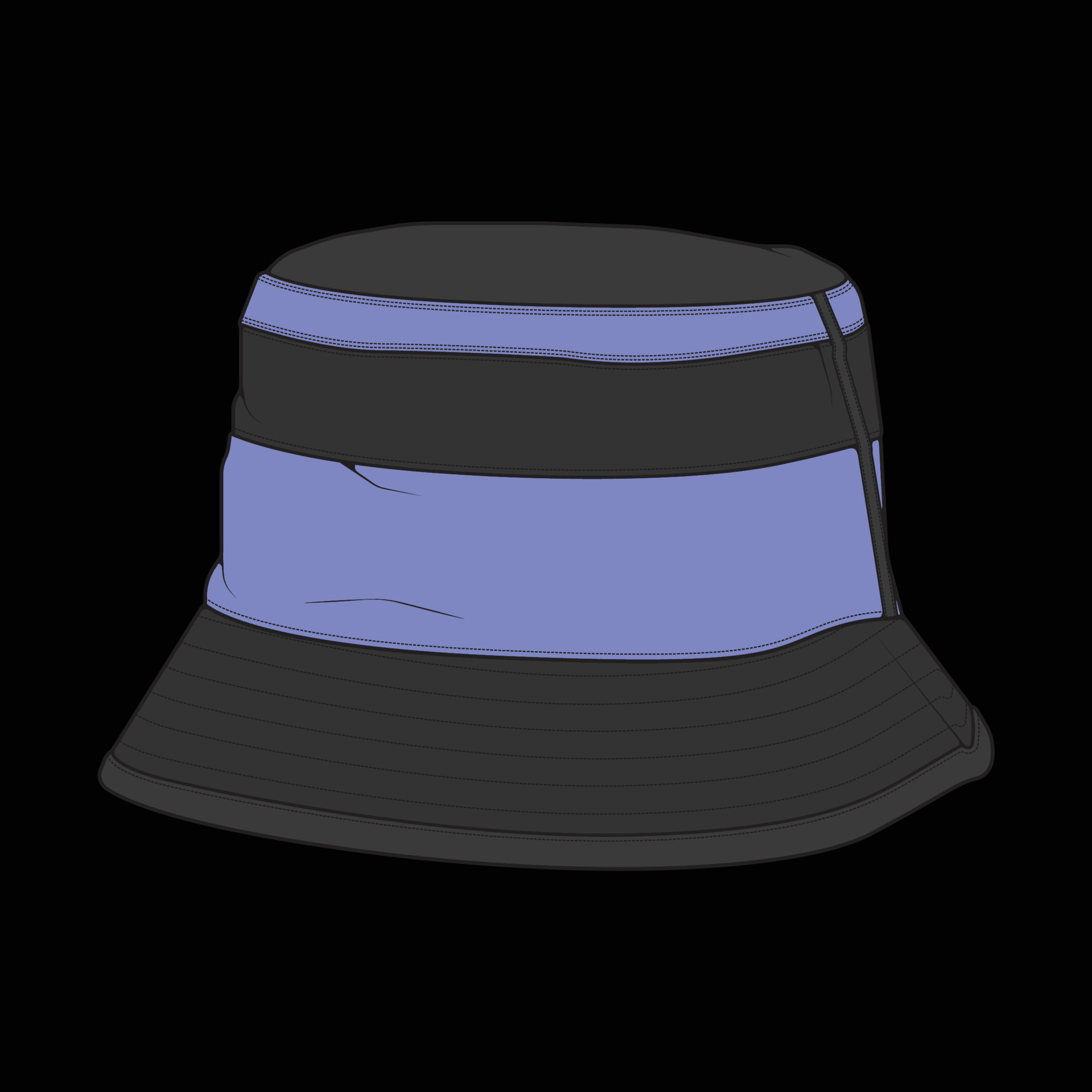 bucket hat outline color block vector bucket hat in a full color style