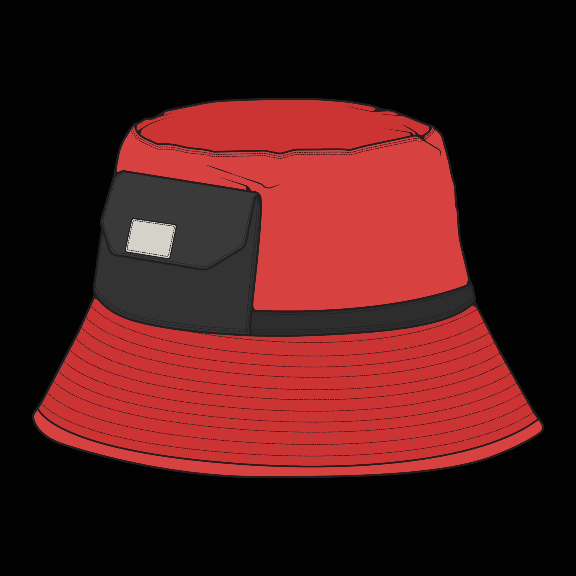 bucket hat outline color block vector bucket hat in a full color style