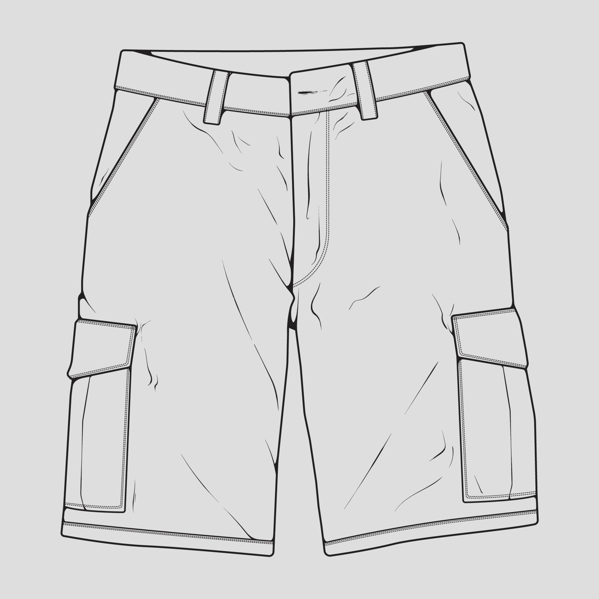 short pants outline drawing vector, short pants in a sketch style