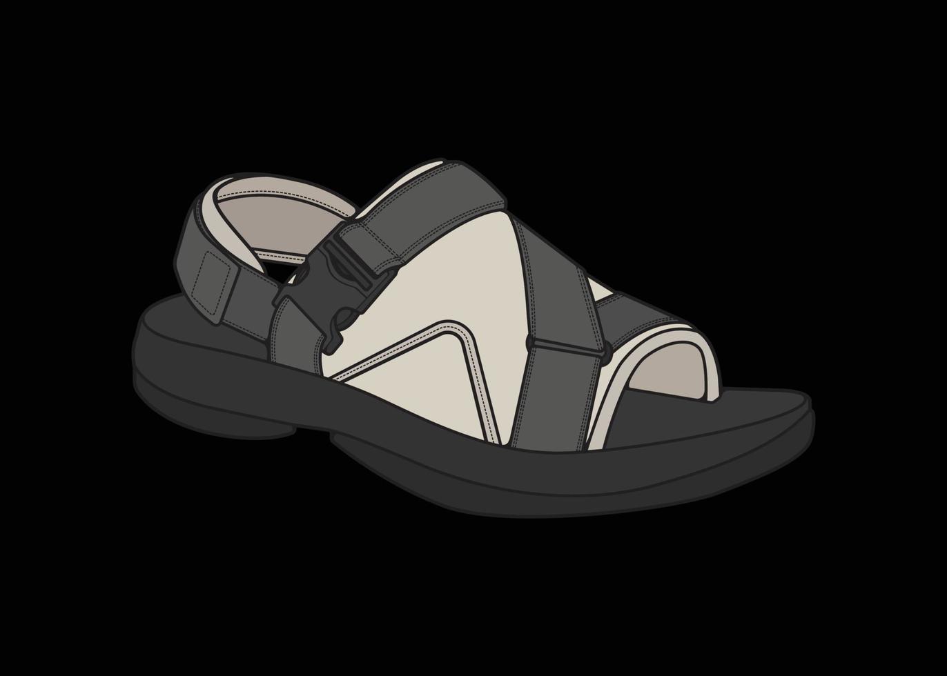 strap sandals multicolor drawing vector, strap sandals in a multicolor style, vector Illustration. with black background