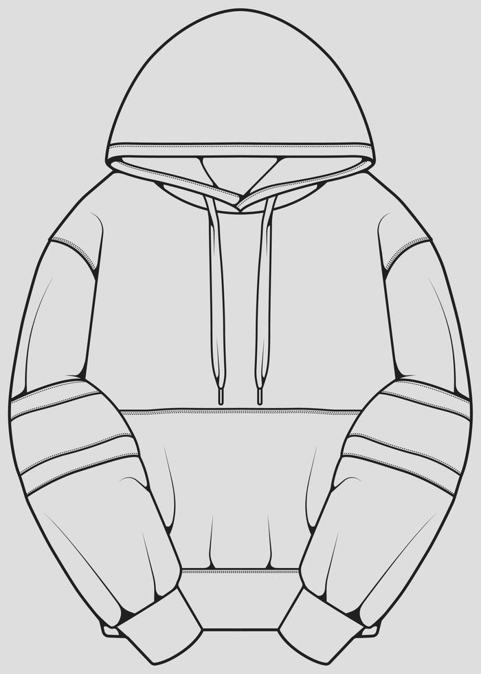 Hoodie oversized outline drawing vector, hoodie oversized in a sketch style, trainers template outline, vector Illustration