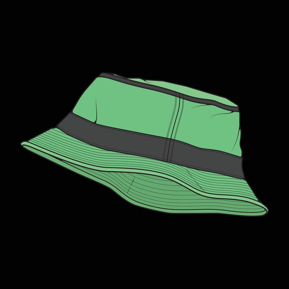 bucket hat outline color block vector, bucket hat in a full color style