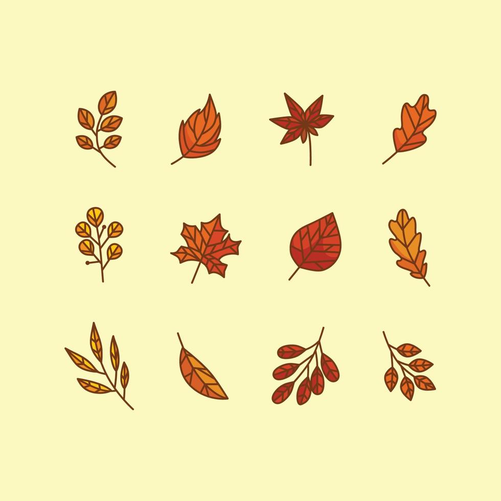 icono de hojas caídas de otoño vector