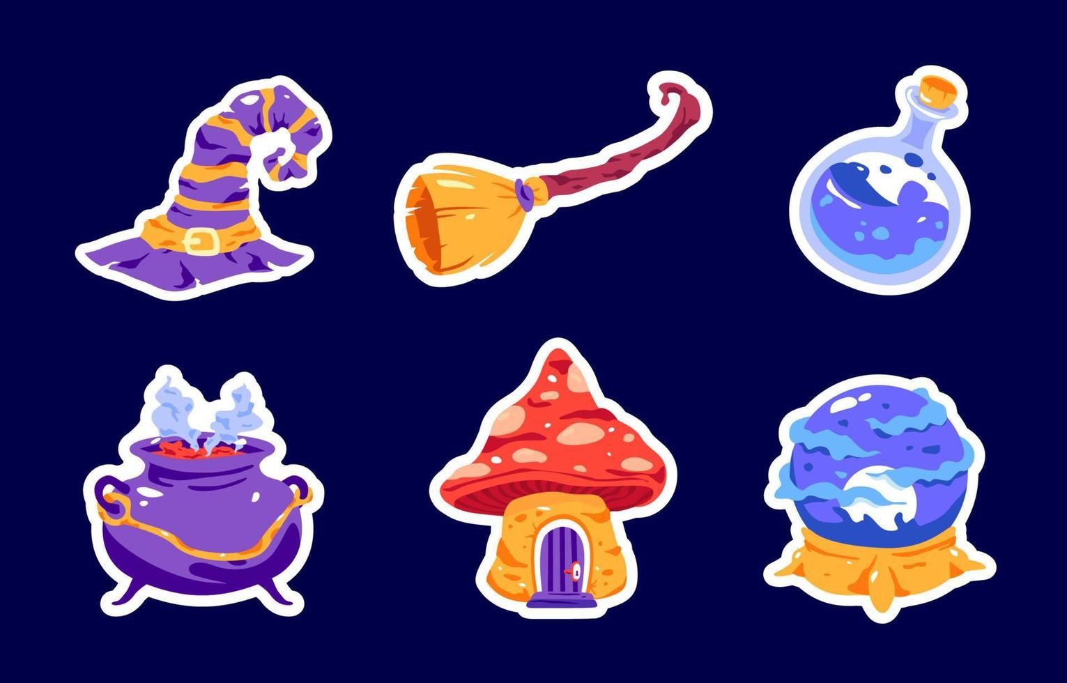 Journal Template, Magic Fantasy Sticker Set vector