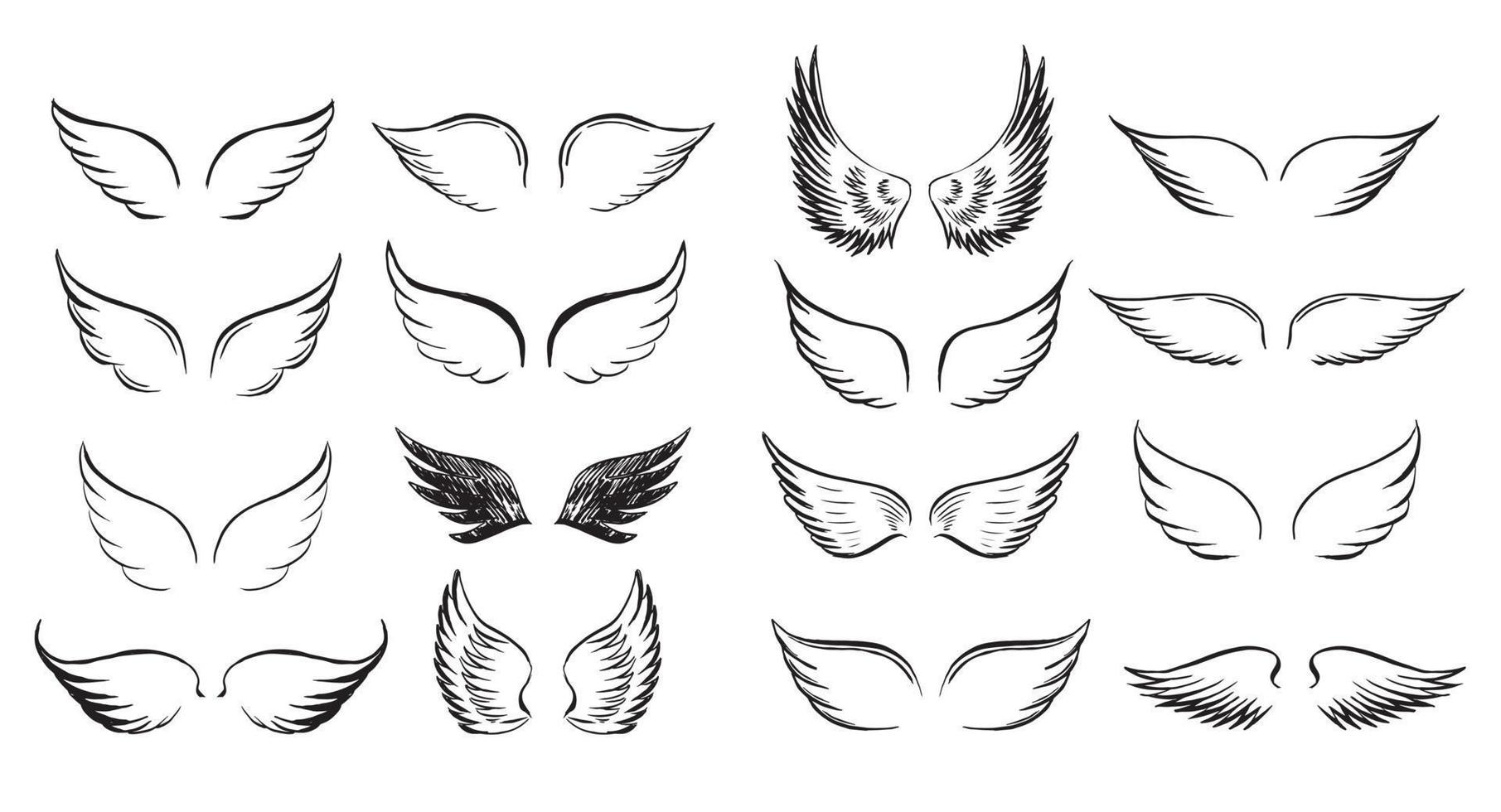 Angel wings vector hand drawn illustration