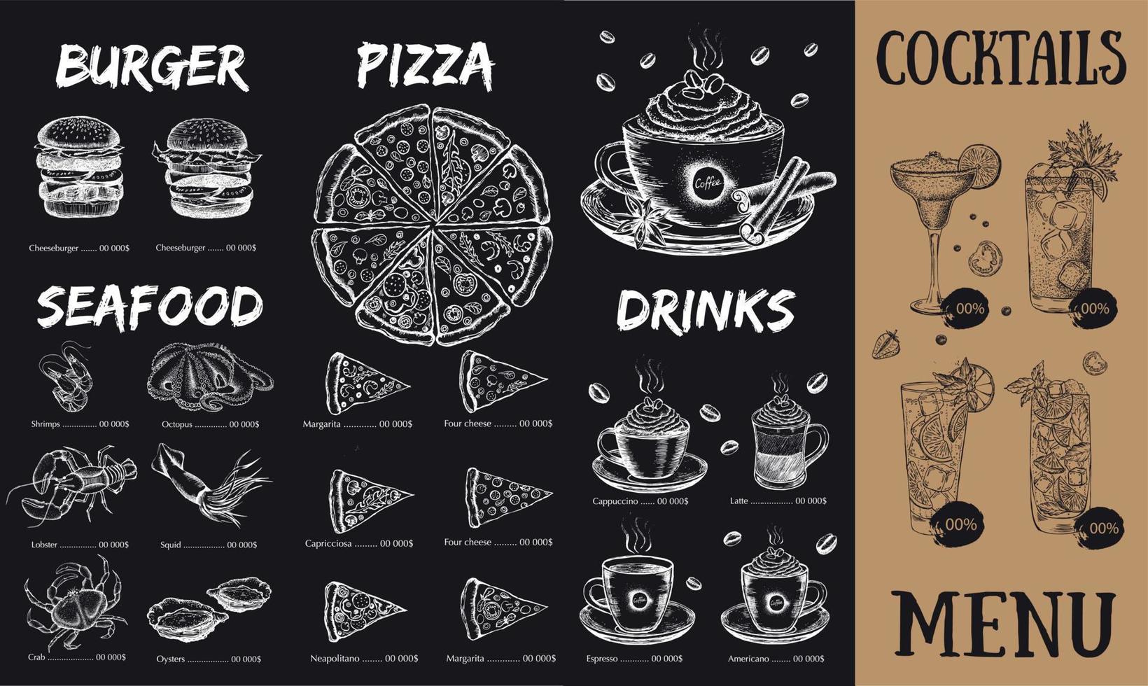 Restaurant cafe menu, template design. Food flyer. vector