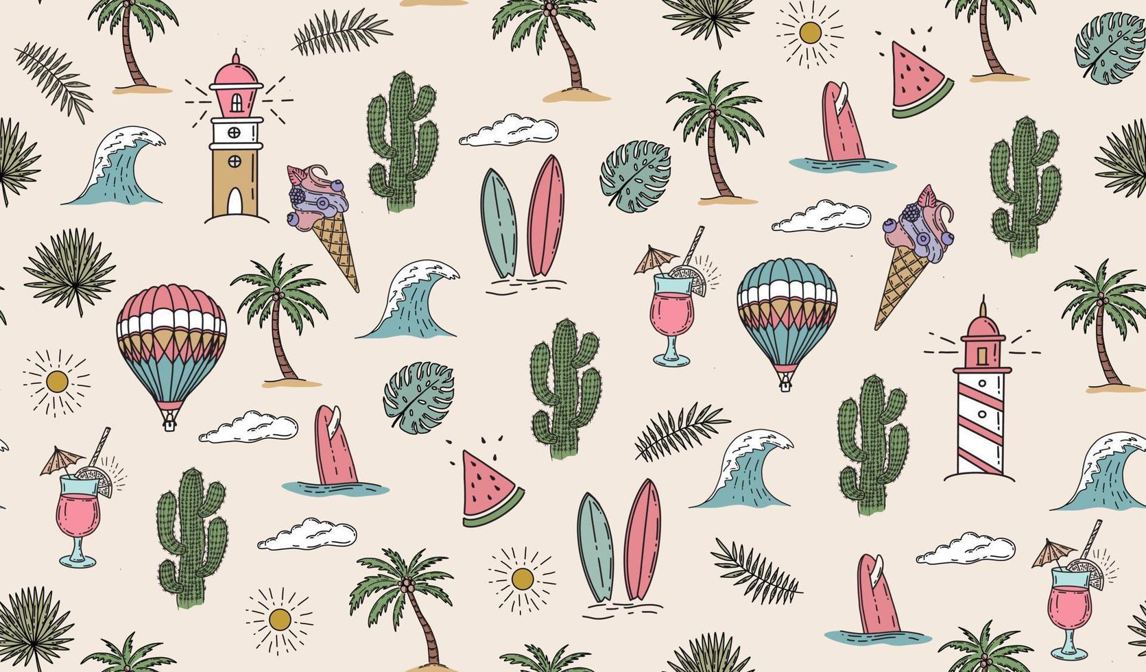 Hello Summer, hand drawn illustration. vector