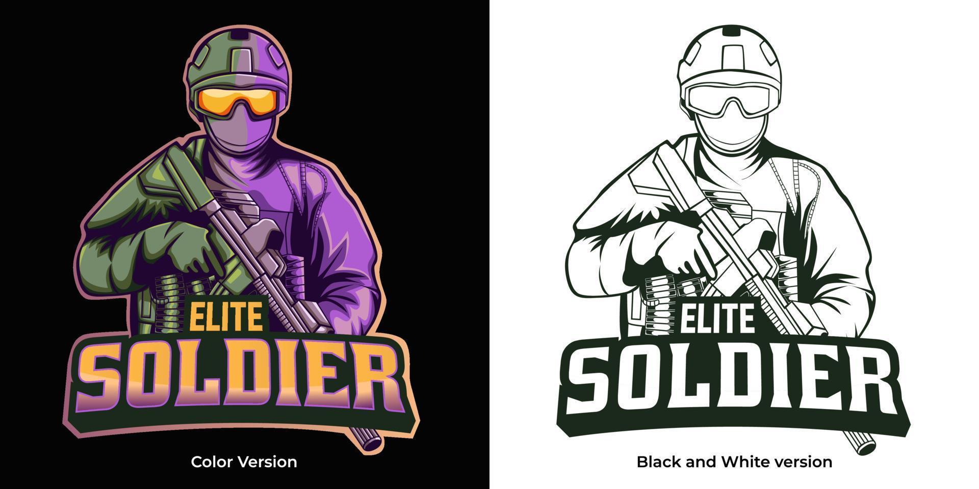 elite soldier mascot esport logo vector