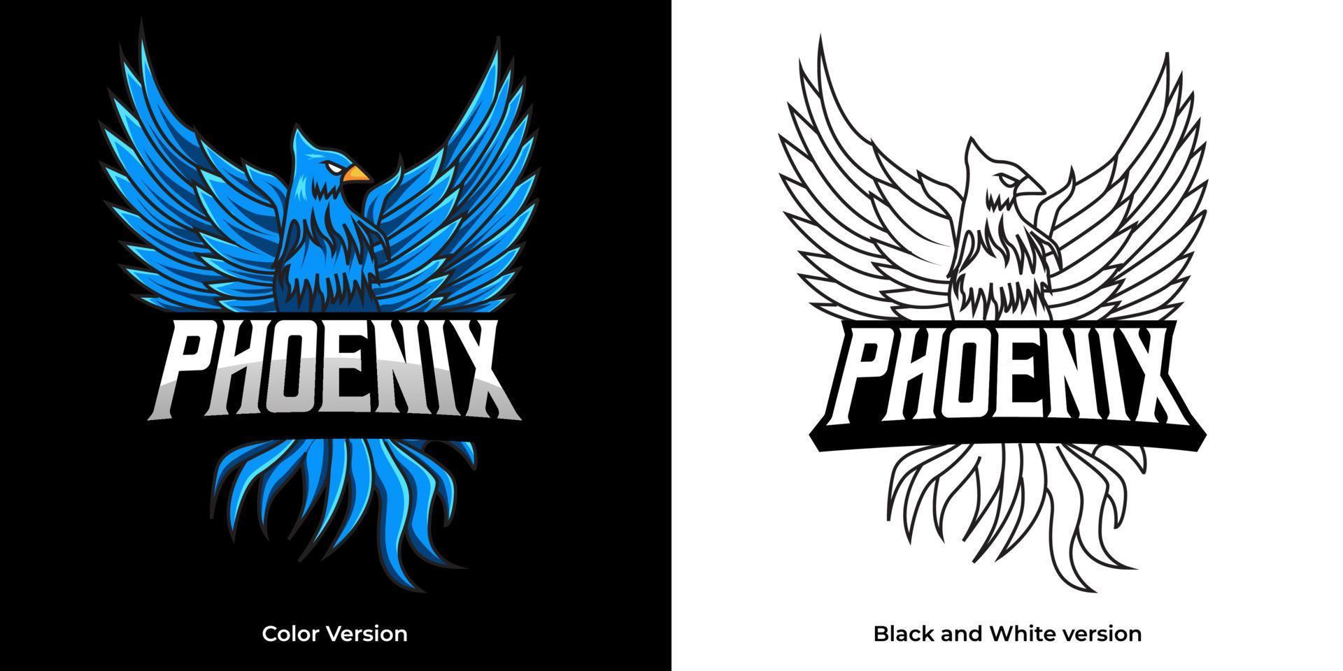 diseño de la mascota del logotipo de phoenix esport vector