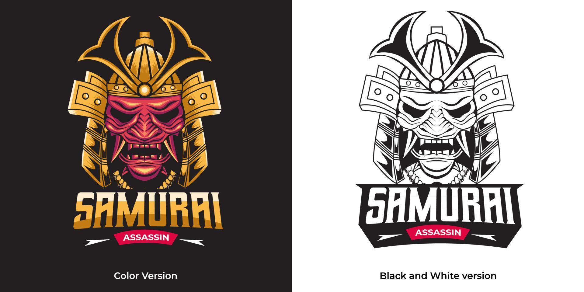 samurai asesino esport logo mascota diseño vector