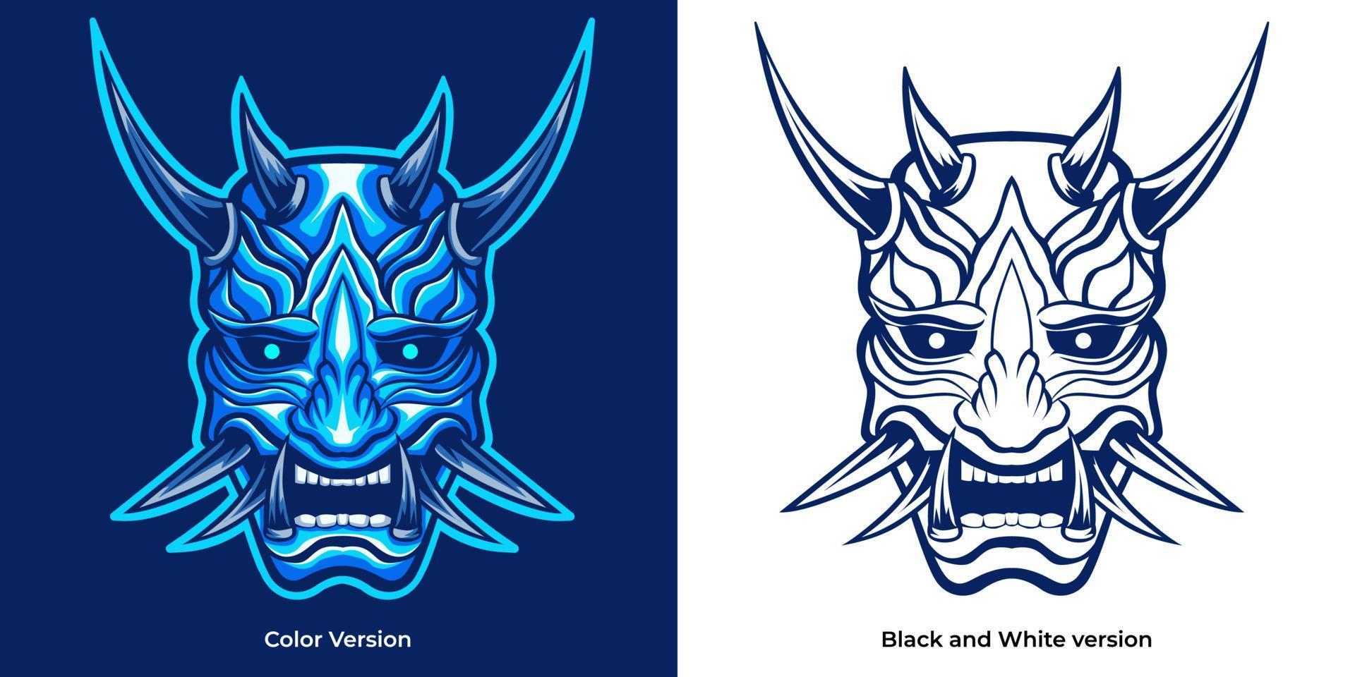 Oni mask. hannya mask. japan mask vector