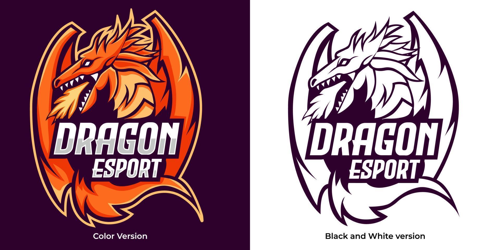 Dragon esport logo template for streamer team vector