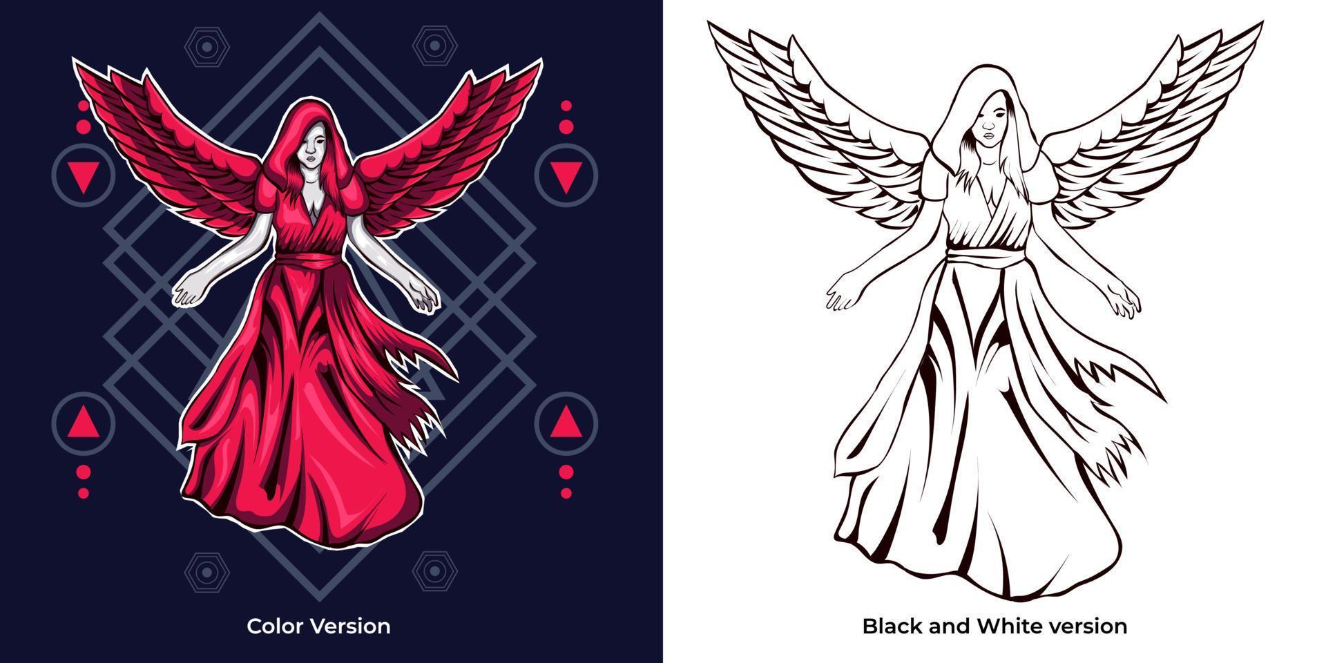 dark angel with sacred geometry background vector