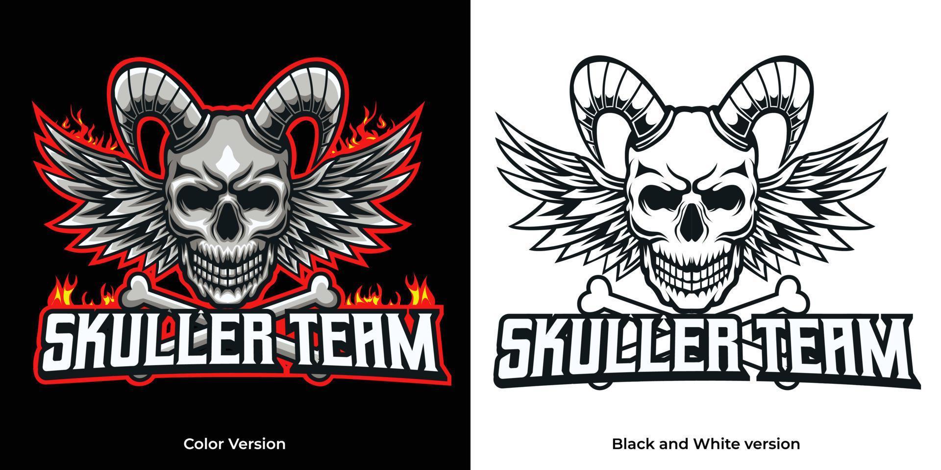 Skull with fire mascot logo template vector