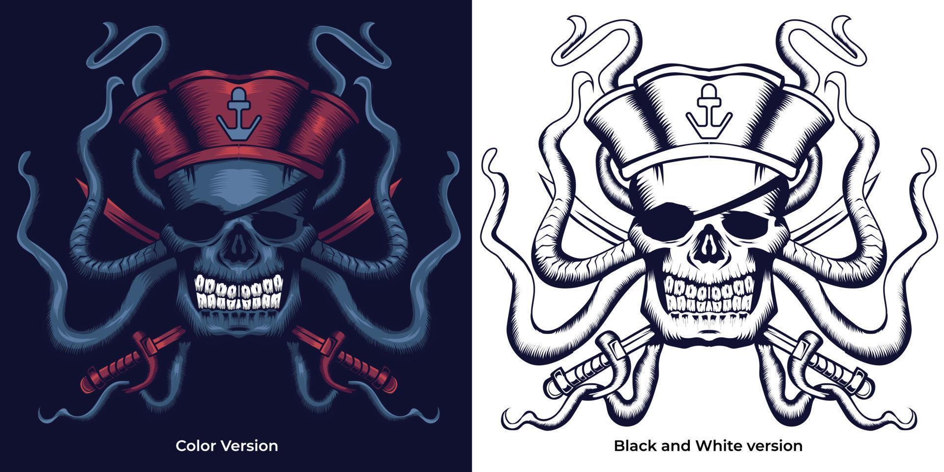 caribbean skull vector illustration in detailed style