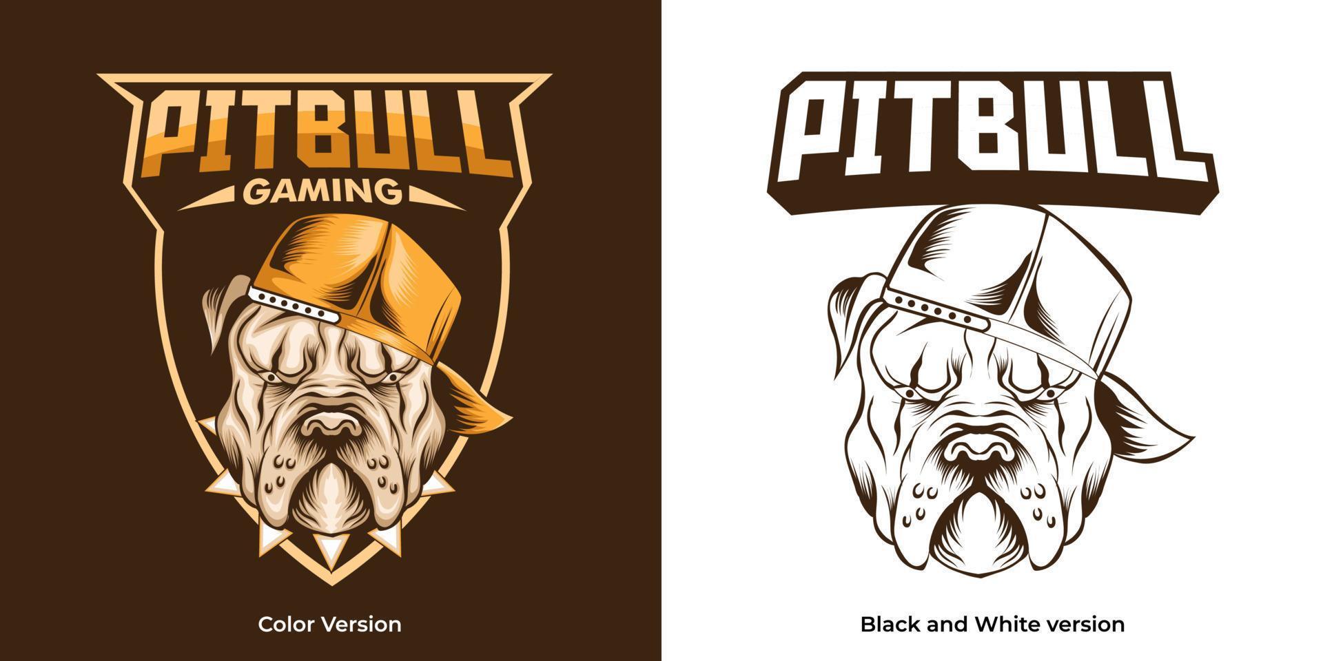 pitbull esport logo mascot design vector