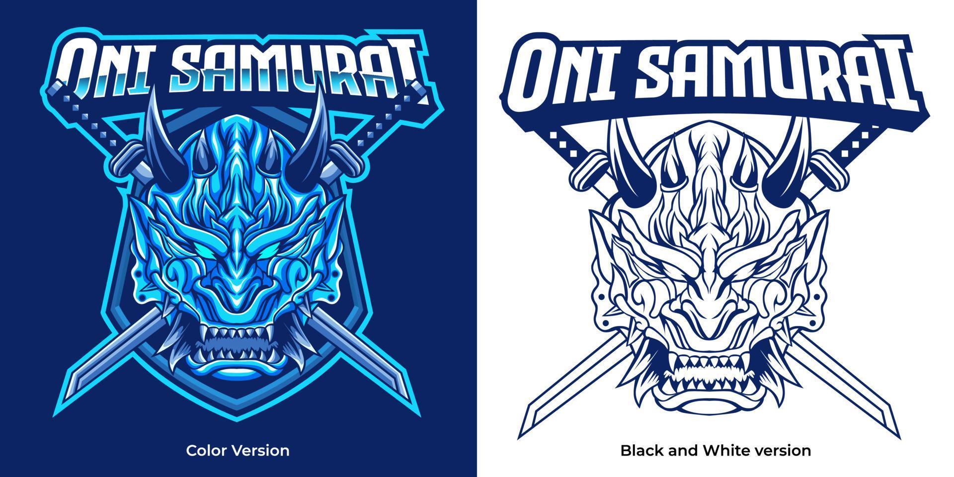 diseño de la mascota del logotipo de oni samurai esport vector