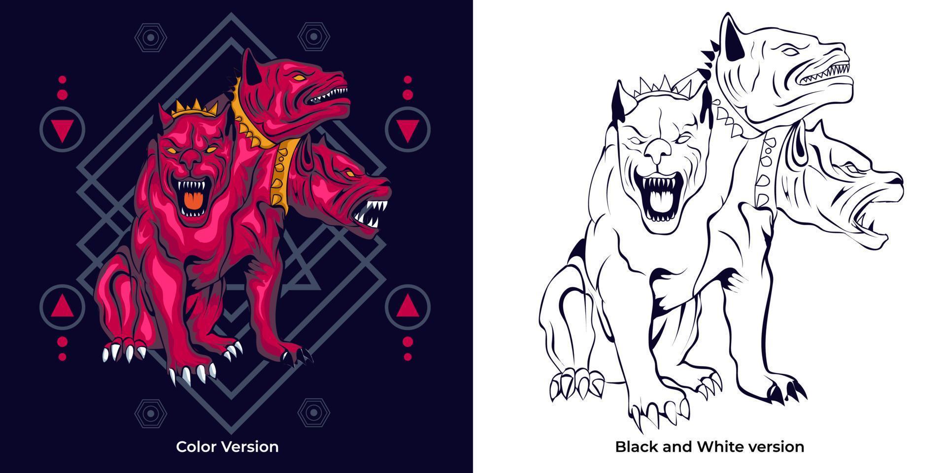 Ilustración de vector de Cerberus en estilo detallado