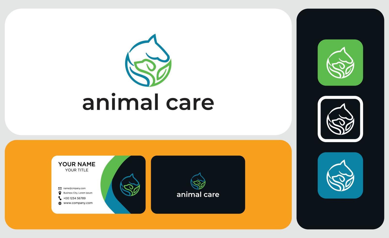 Vector dog, horse and leaves. Logo design templates. Logo combination