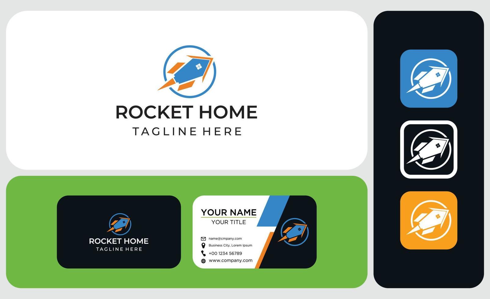 rocket and home logo vector