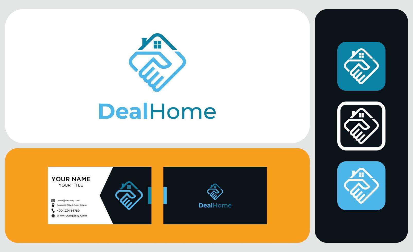 Home and handshake combination logo vector