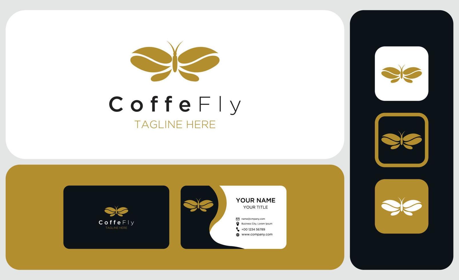 logotipo de grano de café abstracto formando alas de mariposa vector