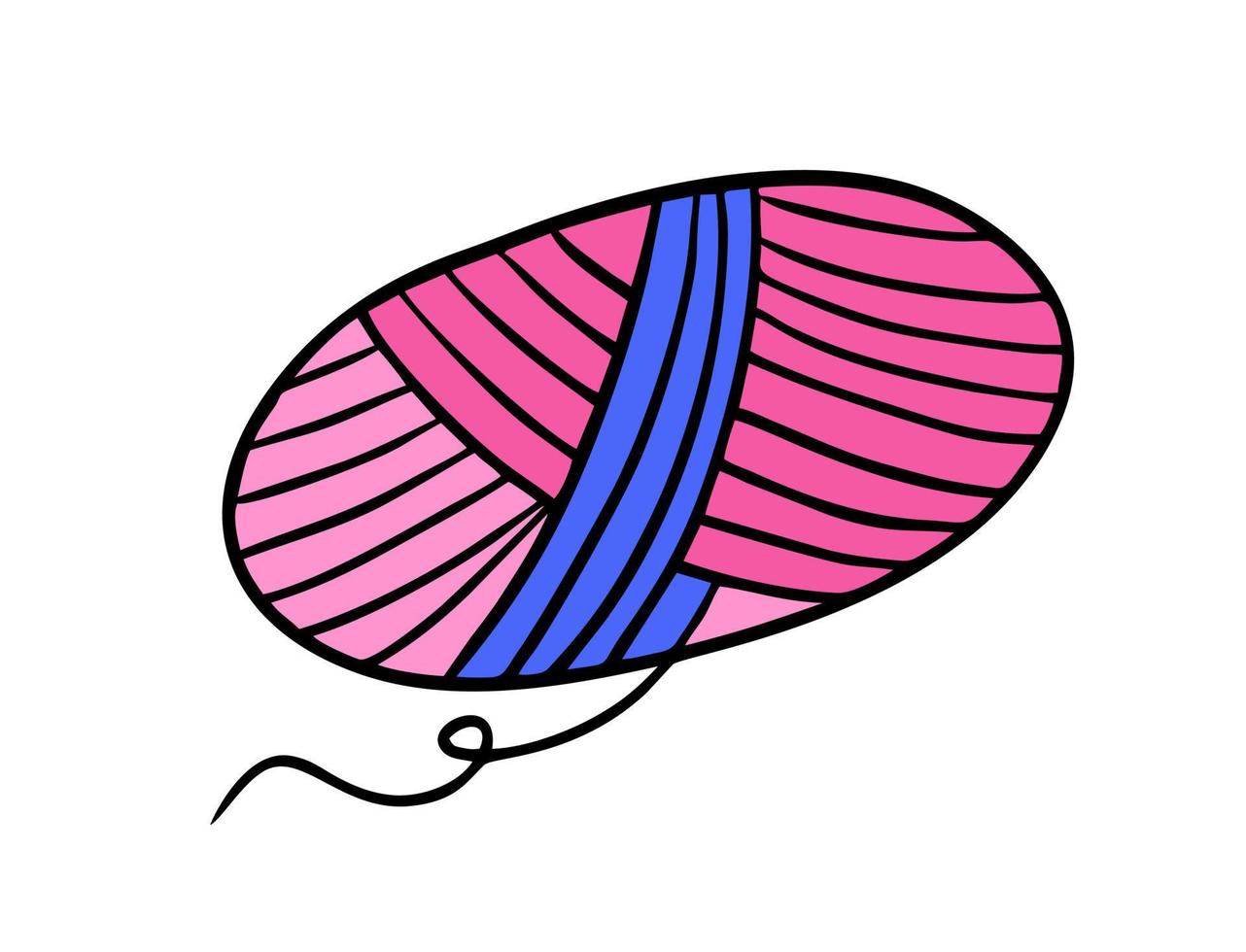 Yarn skein doodles Hand made Needlework Vector illustration on white background