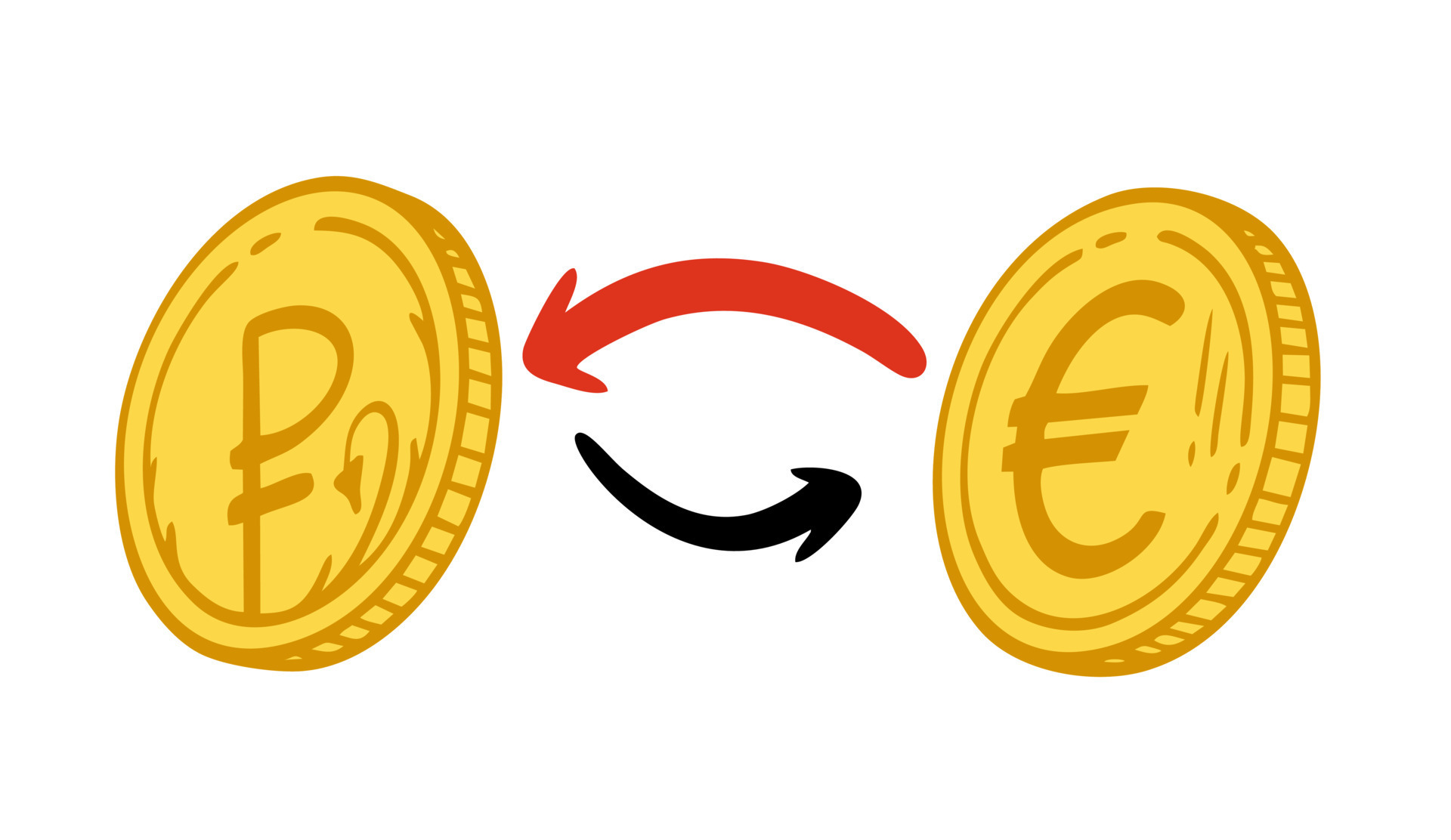 Russian Ruble Ruble To Euro Exchange On A White Background Vector 