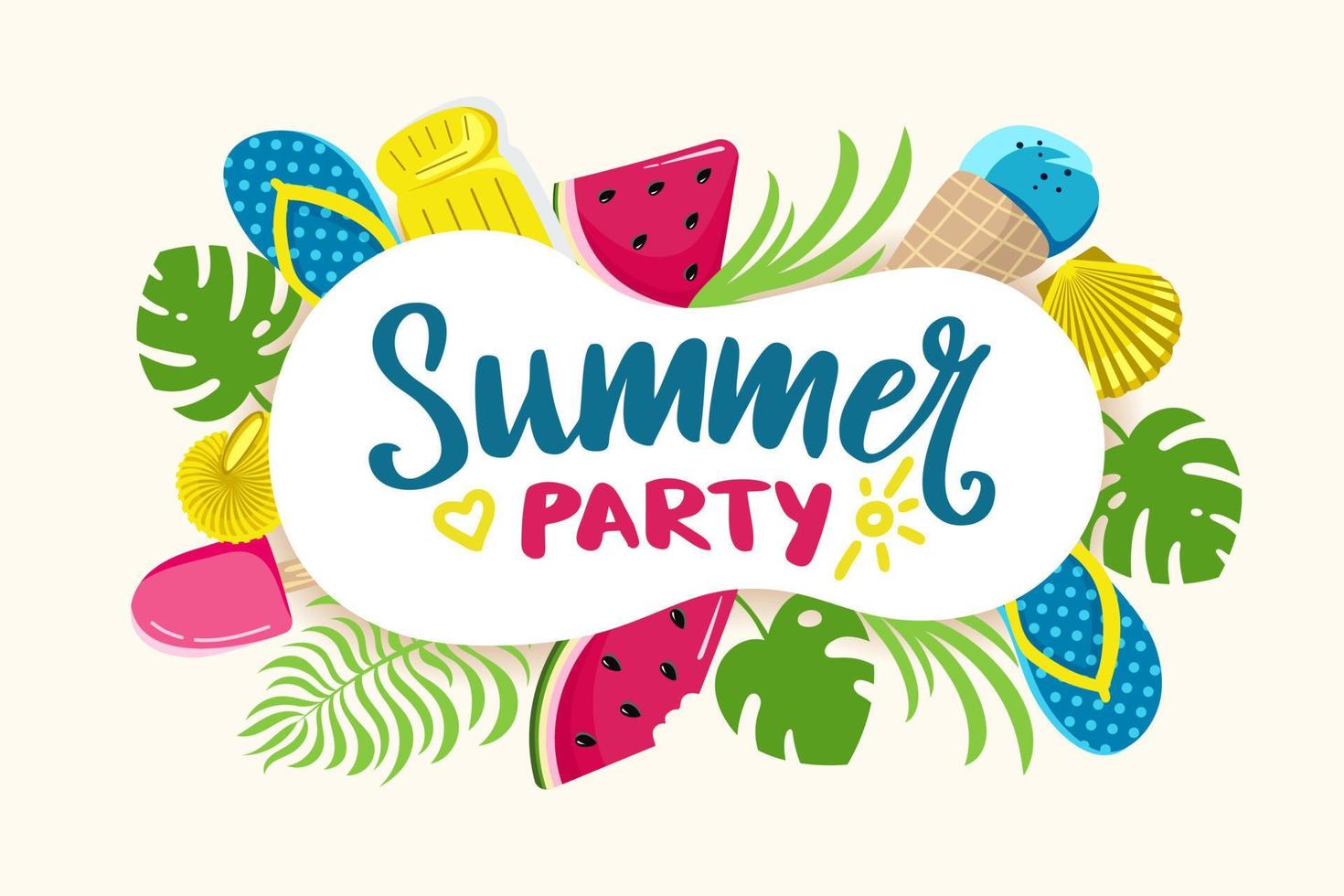 Summer background Inscription good summer day Website cap Vacation concept Colorful horizontal postcard Vector illustration in flat style