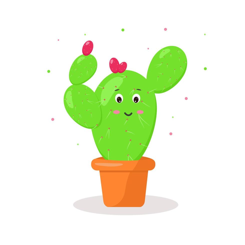 Carácter cactus en una olla kawaii emociones vector