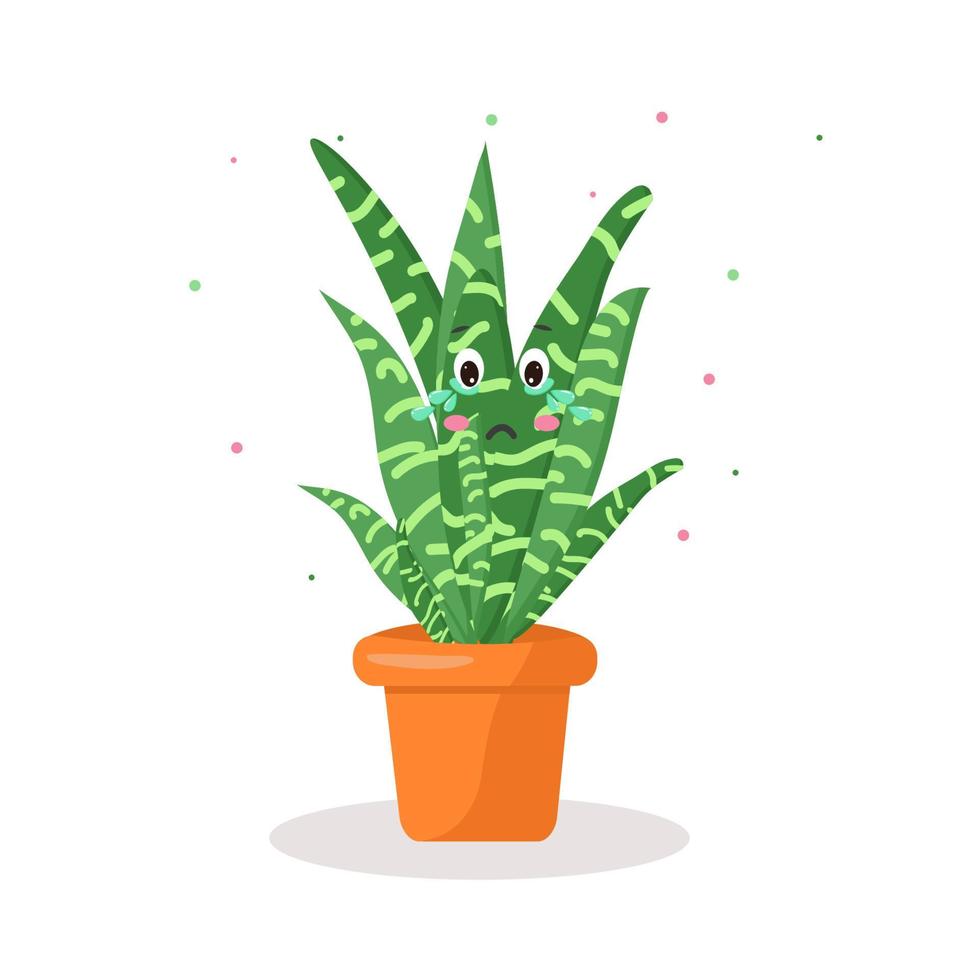 character cactus in a pot kawaii emotions vector