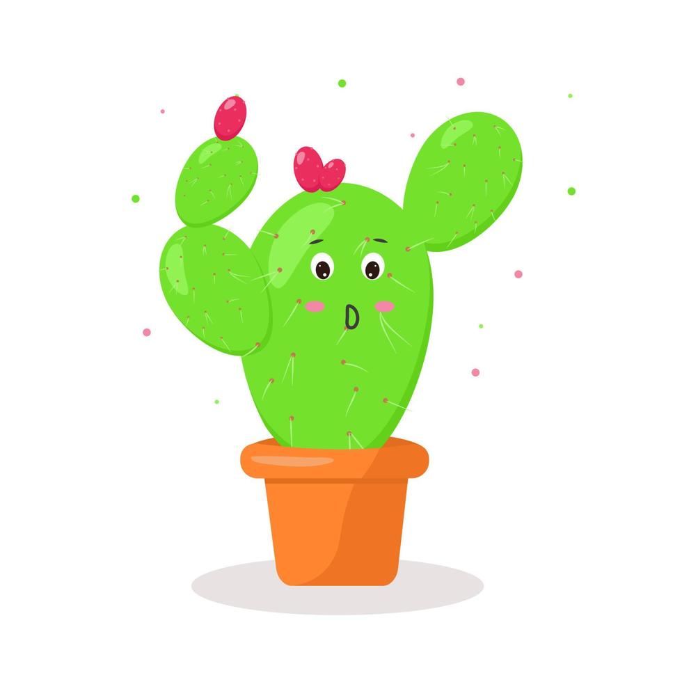 Carácter cactus en una olla kawaii emociones vector