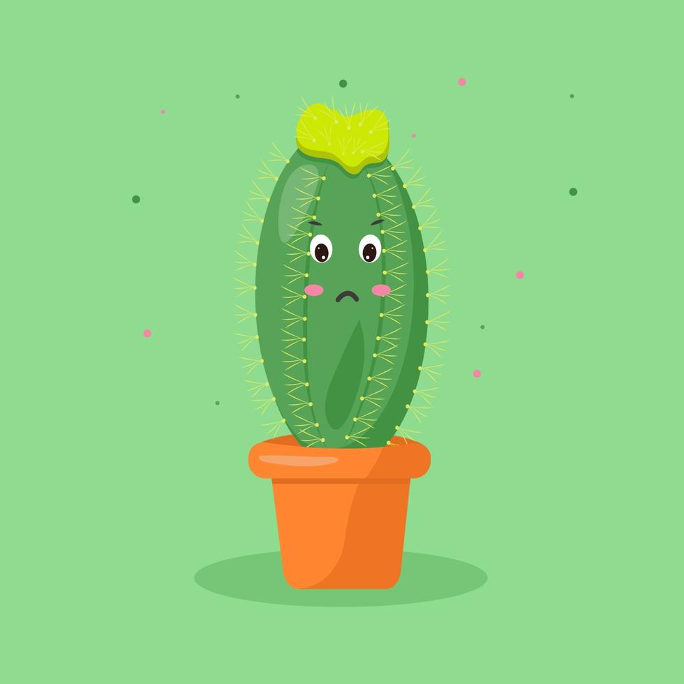 character cactus in a pot kawaii emotions vector