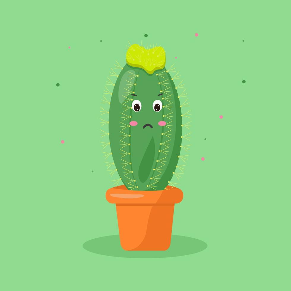 Carácter cactus en una olla kawaii emociones vector