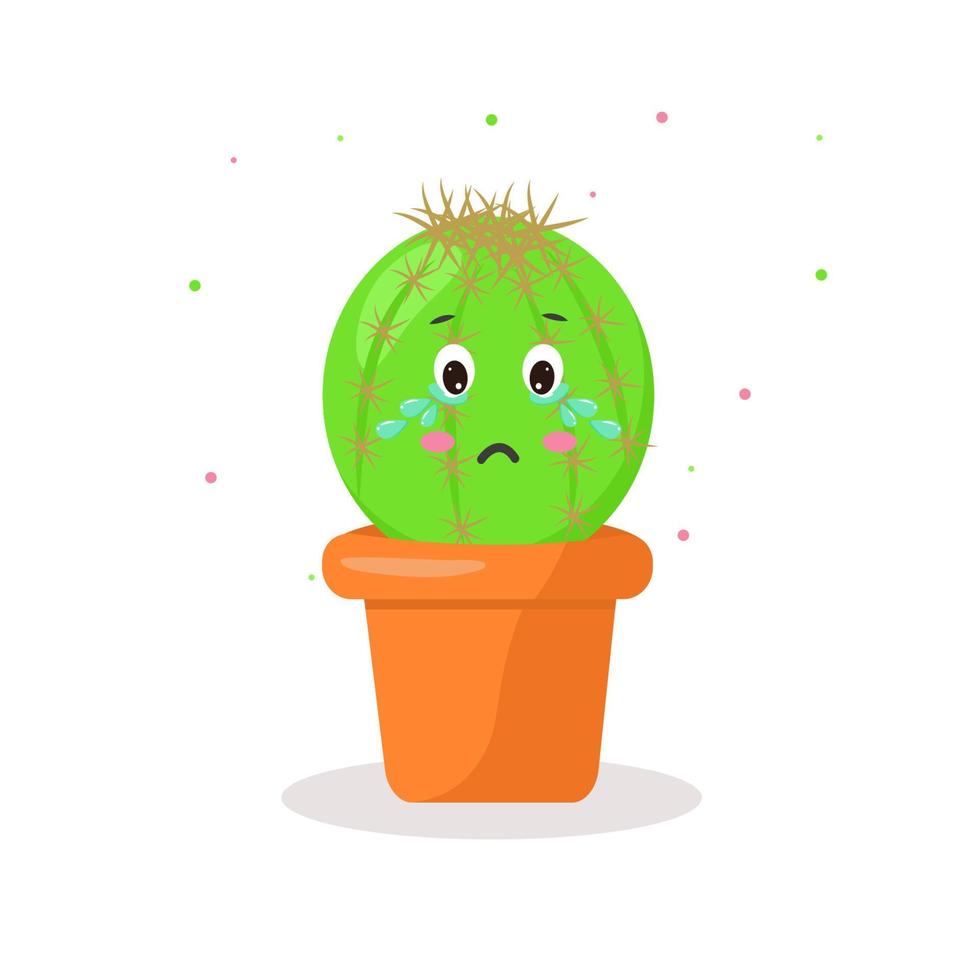 Carácter cactus en una olla kawaii emociones vector