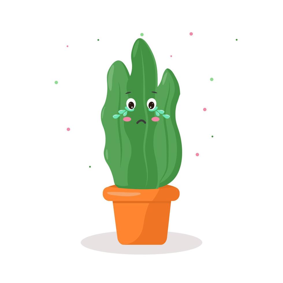 Carácter cactus en una olla kawaii emociones vector