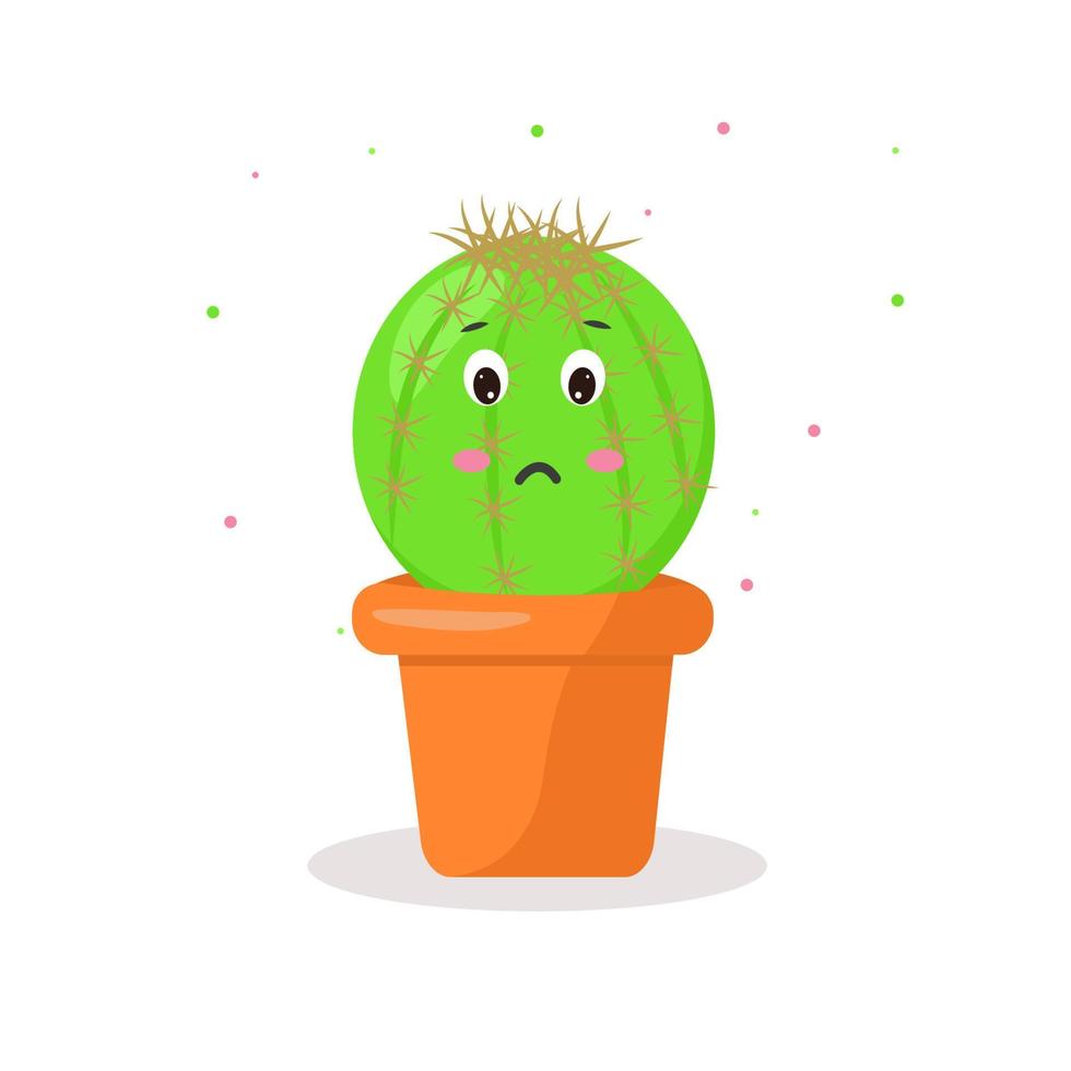 character cactus in a pot kawaii emotions vector