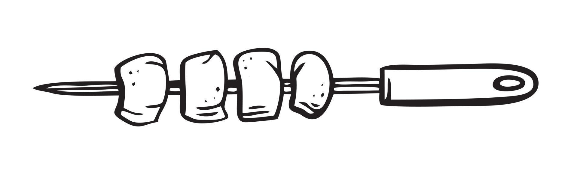 parrilla de pincho de barbacoa dibujada a mano. restaurantes cocinando garabatos. ilustración vectorial vector