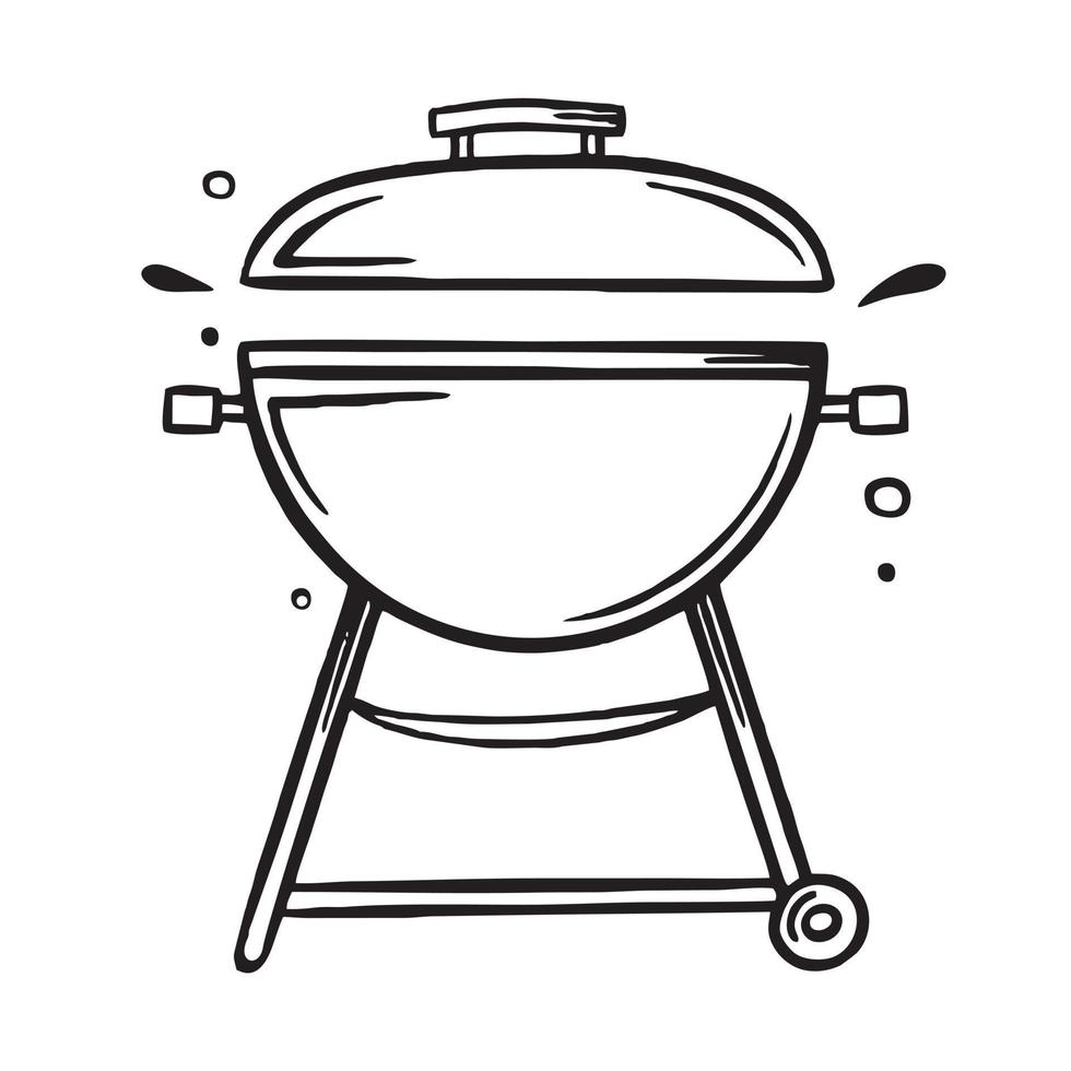 Barbecue grill hand-drawn. Restaurants cooking doodle. Vector illustration