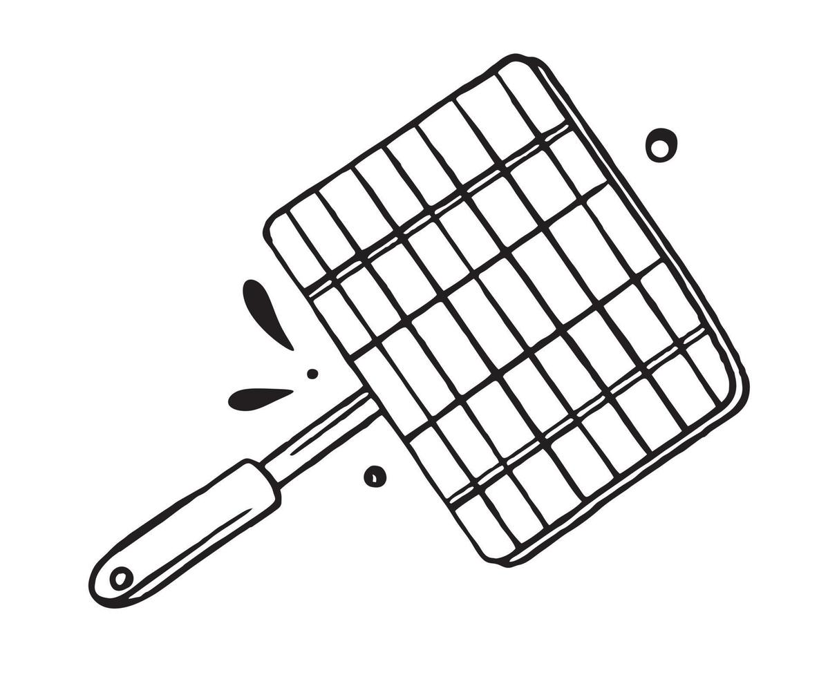 Barbecue grill hand-drawn. Doodle kitchen accessories. Vector illustration