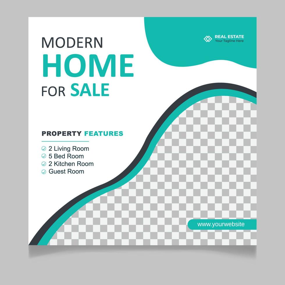 Modern home sale social media post template vector