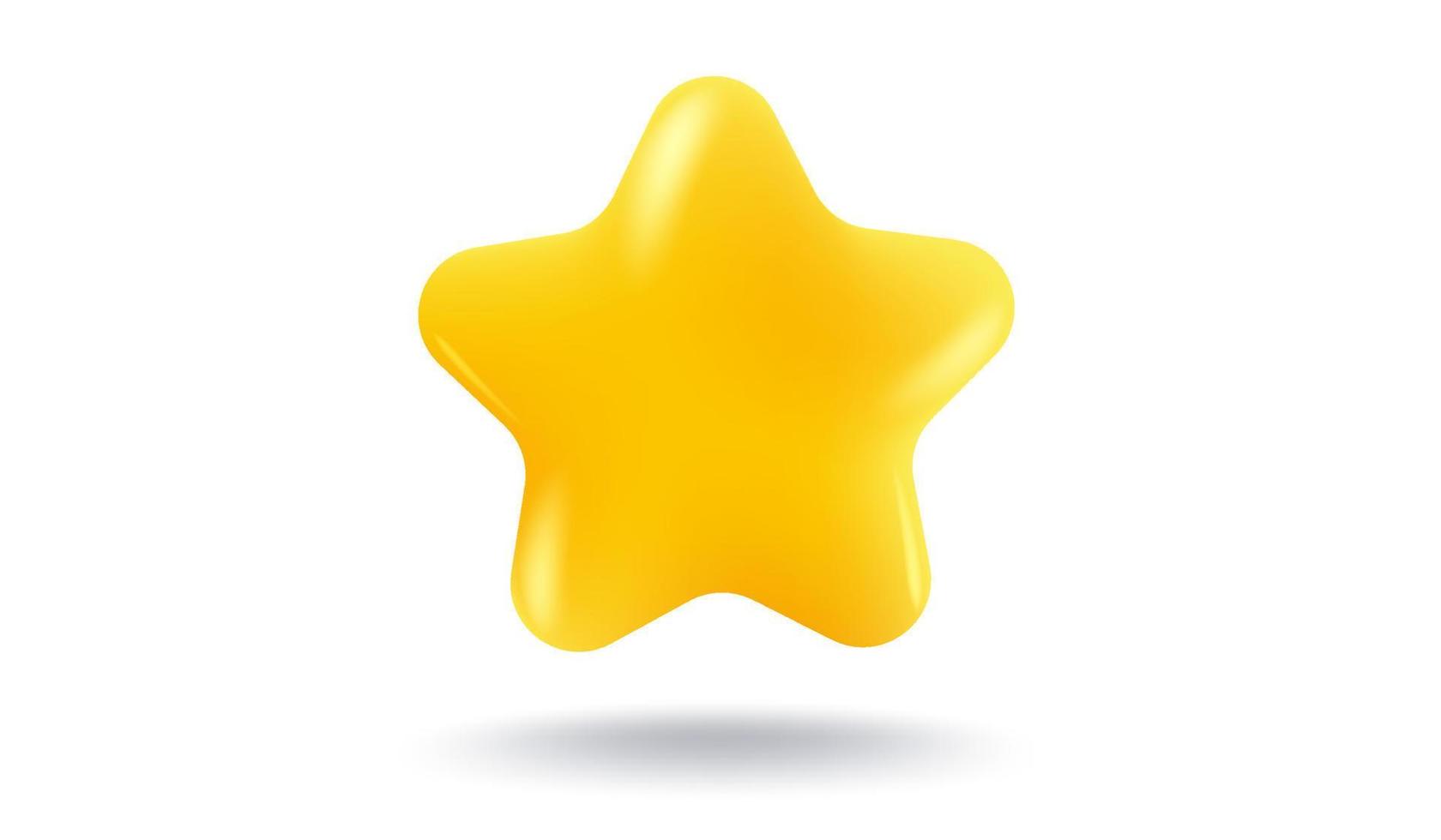 Vector icon of a yellow star in 3D style. Achievements for games or customer rating feedback of website. Illustration of a star in realistic 3d style.