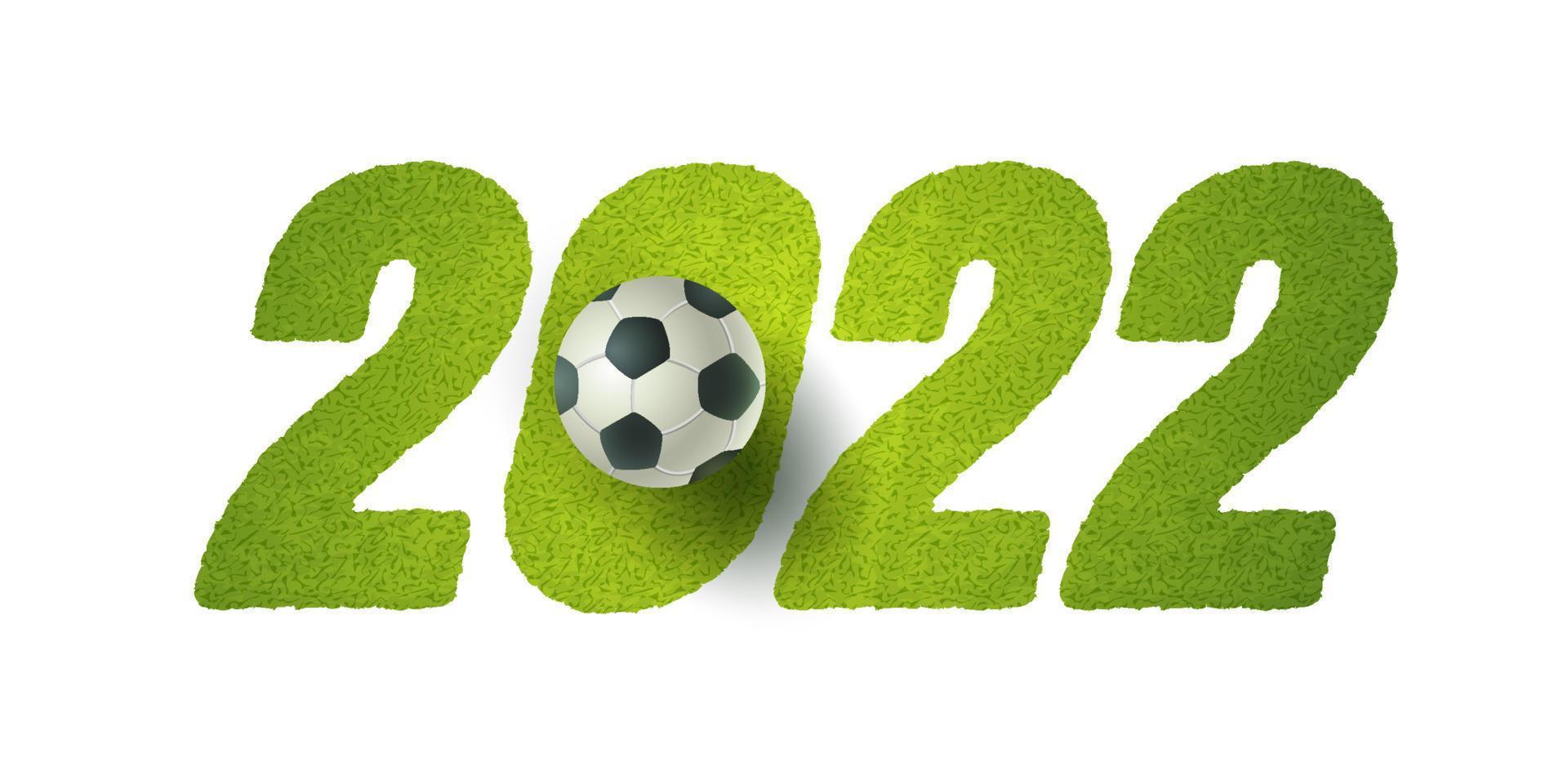 Soccer ball on green grass. Football world cup 2022. vector