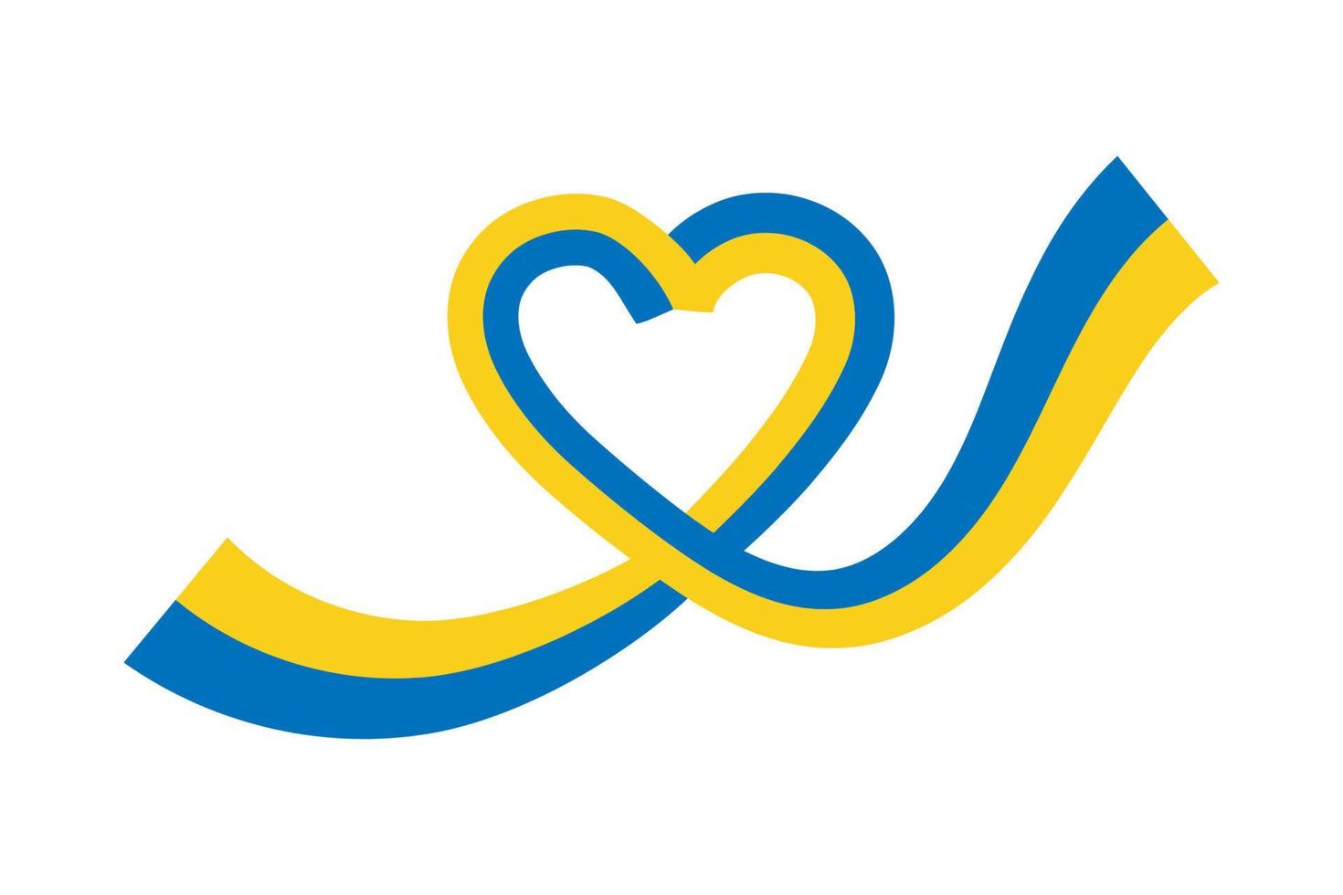 cinta azul y amarilla en forma de corazón. salvar a ucrania. elemento de diseño para pegatina, pancarta, afiche, tarjeta, impresión vector