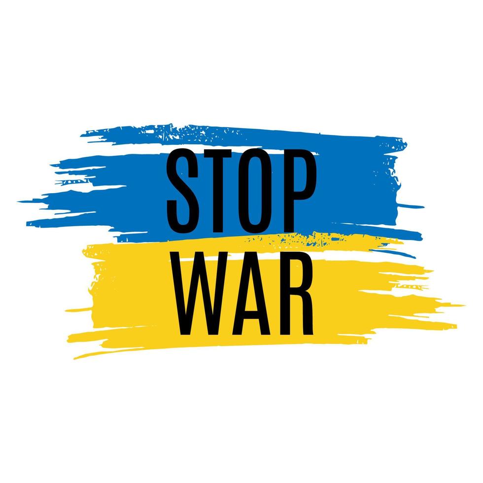 detener la guerra en ucrania con un trazo de pincel azul y amarillo. salvar a ucrania. ilustración vectorial aislada. vector