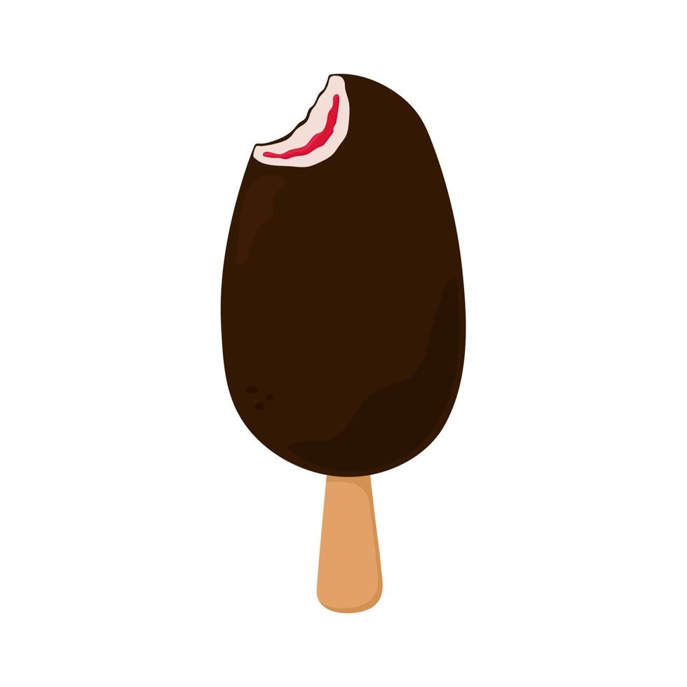 paleta con cobertura de chocolate y mermelada en el interior. se puede utilizar para la decoración de carteles, impresiones, tarjetas y ropa, para el diseño de alimentos y el logotipo de la heladería. vector