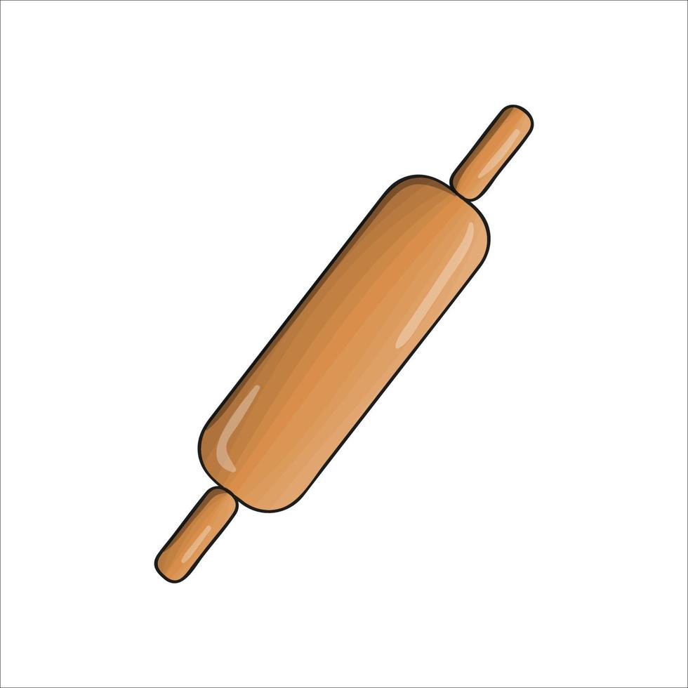 Vector colored rolling pin. Kitchen tool icon isolated on white background. Cartoon style cooking equipment. vector illustration